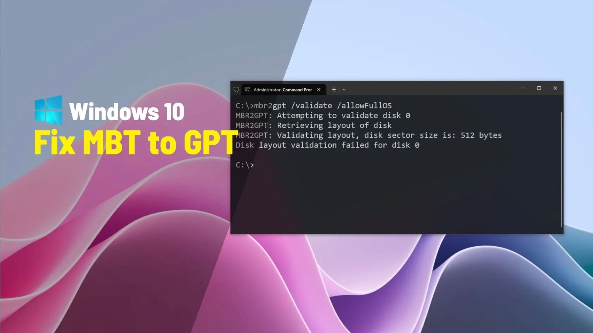 cach khac phuc loi chuyen doi o cung tu MBR sang GPT tren Windows 101