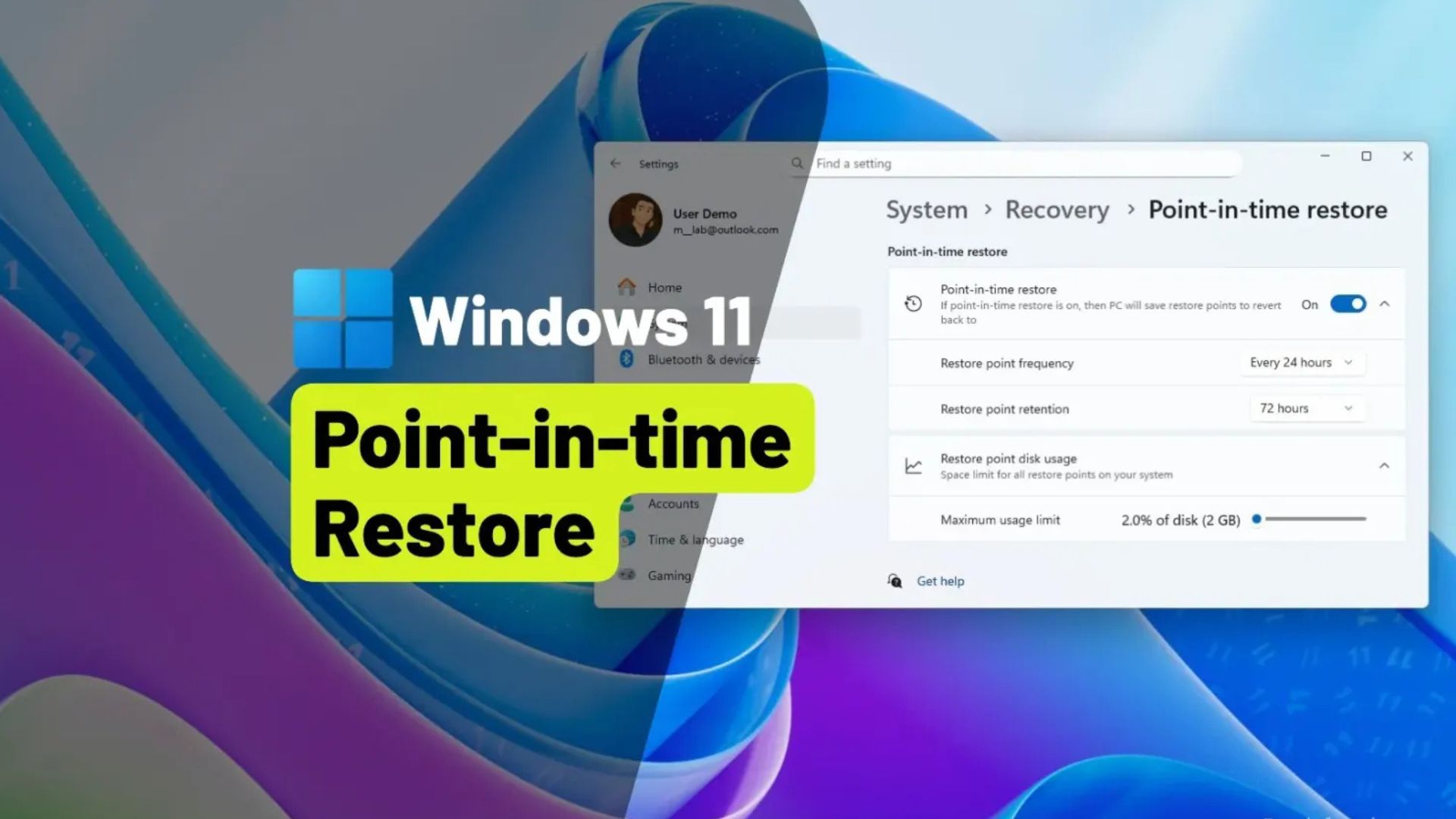 cach khoi phuc PC ve trang thai truoc do bang tinh nang khoi phuc diem thoi gian tren Windows 111