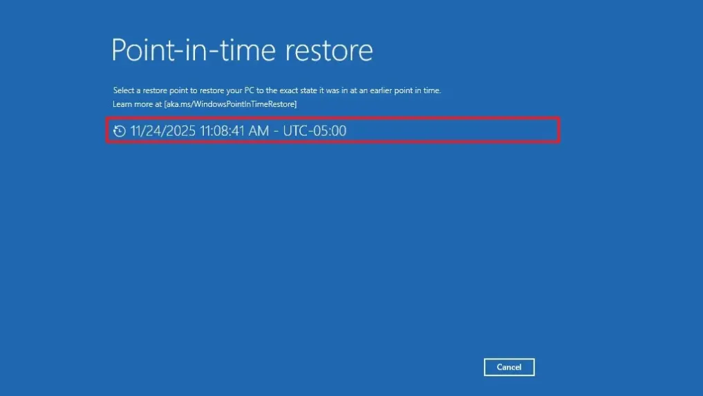 cach khoi phuc PC ve trang thai truoc do bang tinh nang khoi phuc diem thoi gian tren Windows 114