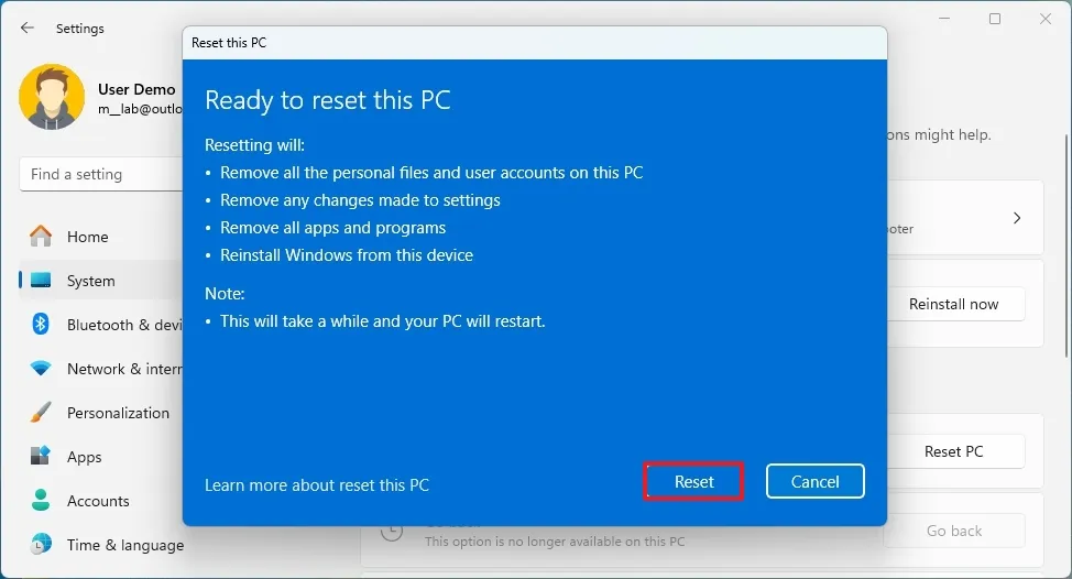 cach khoi phuc cai dat goc Windows 11 bang cach xoa moi thu13