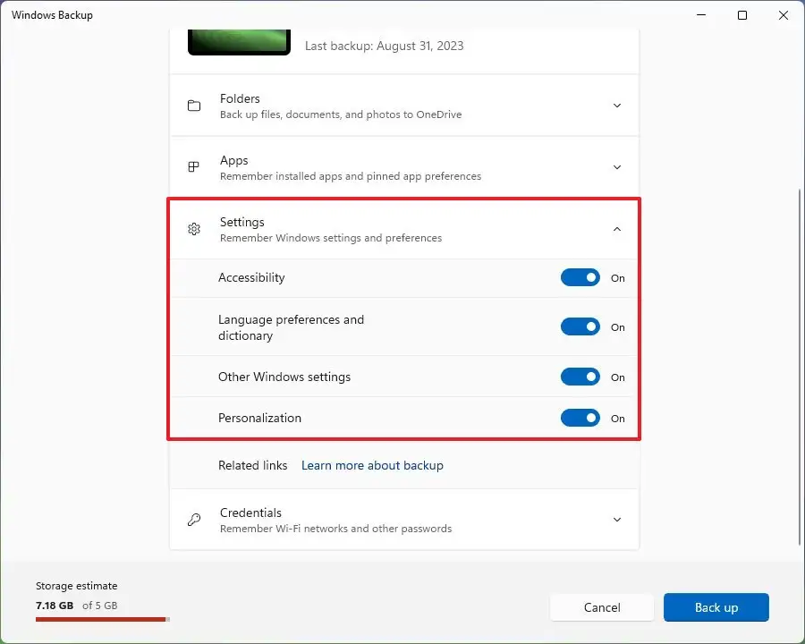 cach sao luu va khoi phuc tep ung dung cai dat bang OneDrive tren Windows 119
