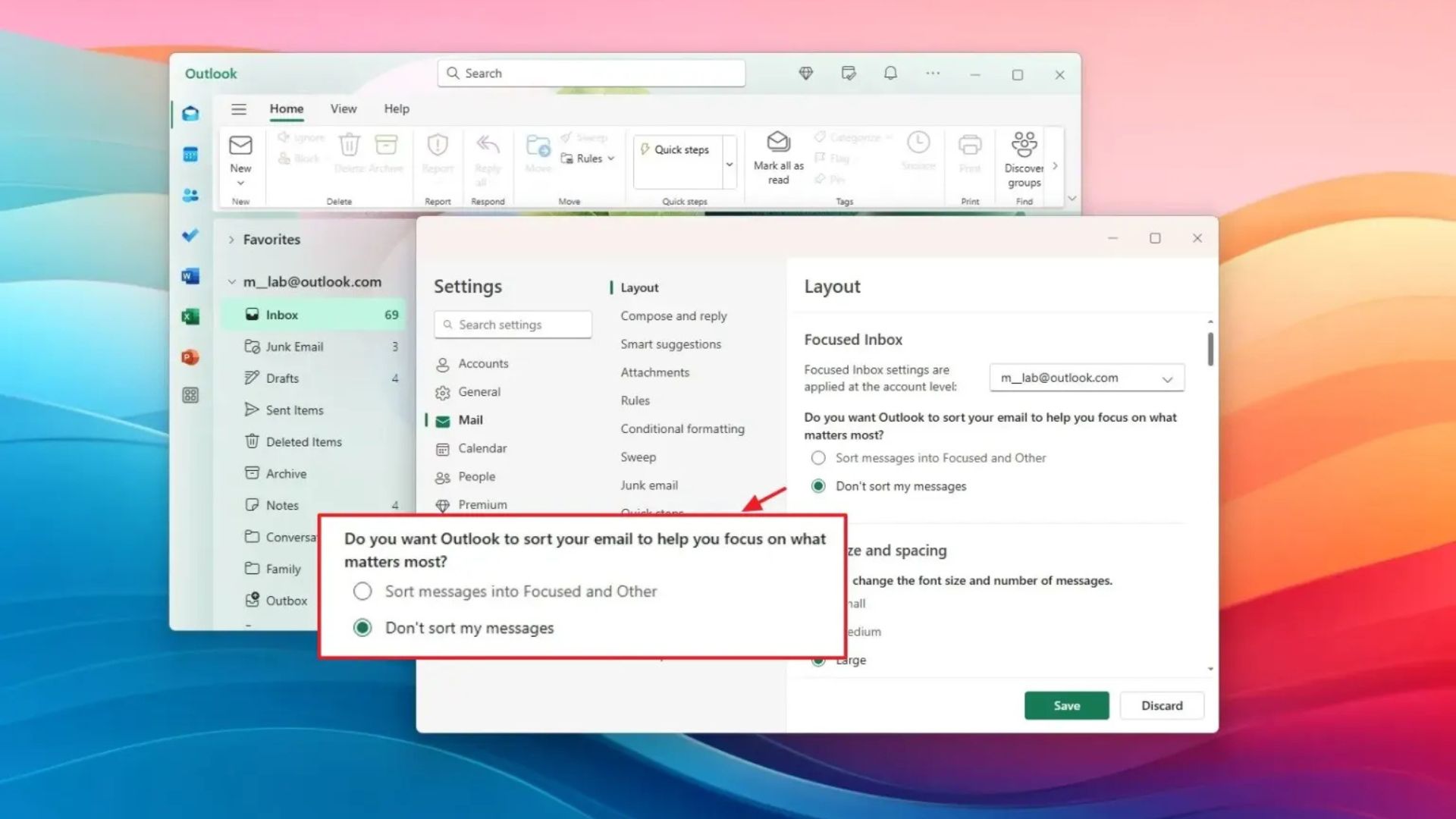 cach tat hop thu den tap trung tren moi phien ban Outlook1