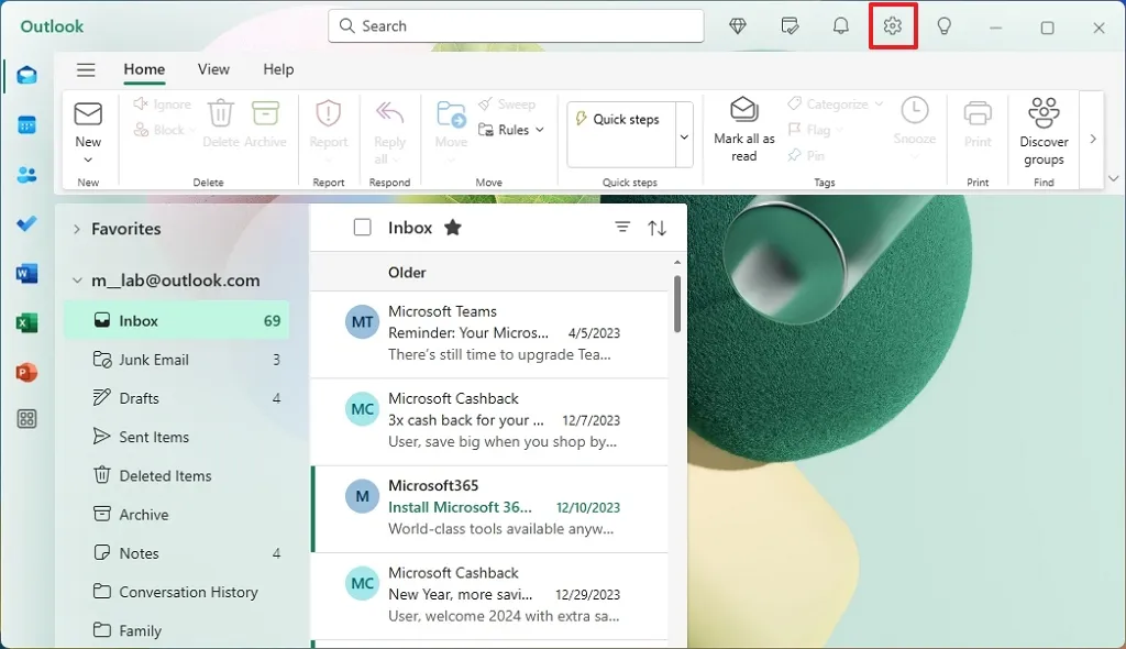 cach tat hop thu den tap trung tren moi phien ban Outlook11