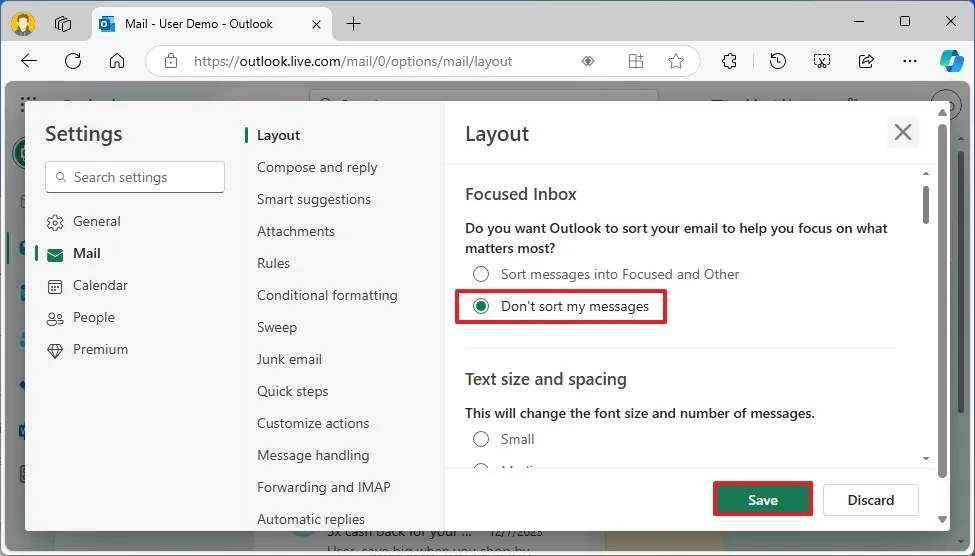 cach tat hop thu den tap trung tren moi phien ban Outlook6