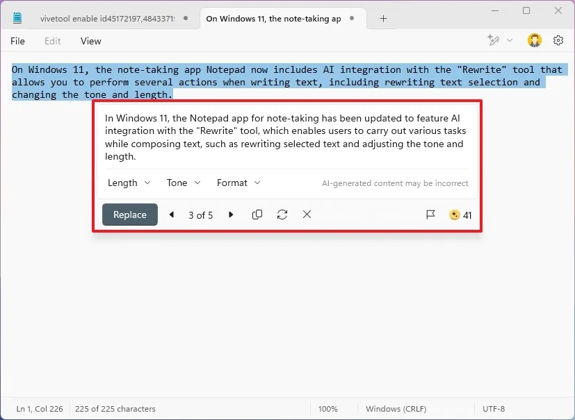 cach viet lai van ban bang AI tren Notepad cho Windows 114