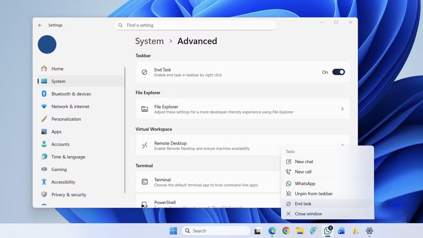 Thanh tác vụ (taskbar) của Windows 11 tốt hơn bạn nghĩ – nếu bạn biết những mẹo này! 9 end task option in taskbar