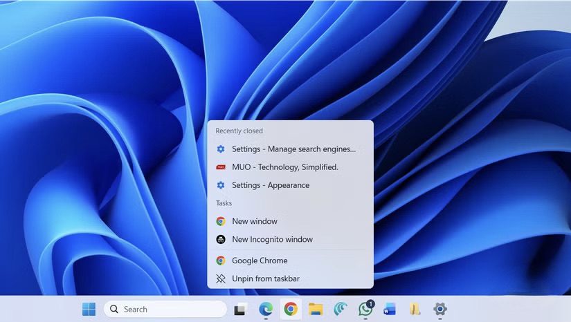 Thanh tác vụ (taskbar) của Windows 11 tốt hơn bạn nghĩ – nếu bạn biết những mẹo này! 11 jump list in windows taskbar