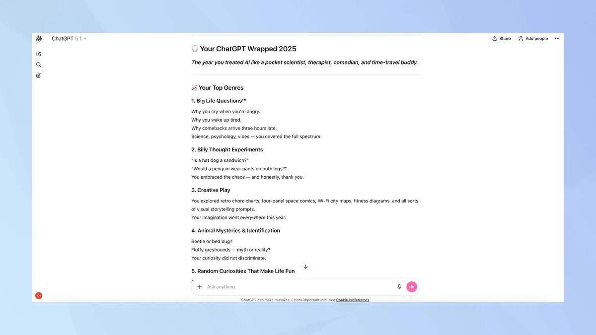 ChatGPT Wrapped: Xem lại toàn bộ những gì bạn hỏi AI trong năm, tạo ngay bản tổng kết của bạn! 9 ChatGPT Wrapped 4