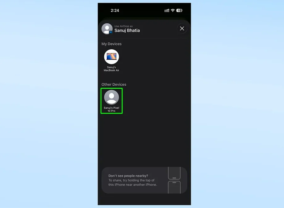 Hướng dẫn cách sử dụng Quick Share trên Google Pixel 10 để gửi tập tin đến iPhone. 29 Huong dan cach su dung Quick Share 14 e1765858158390