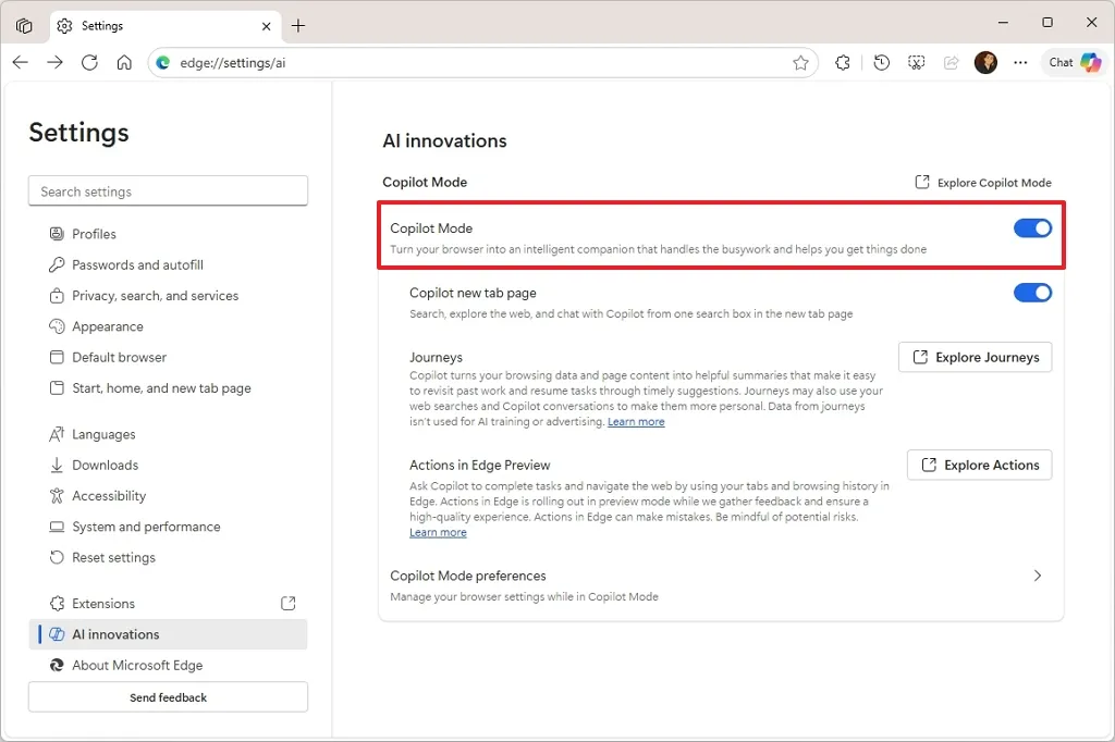 cach bat hoac tat che do Copilot cho Microsoft Edge tren Windows 117
