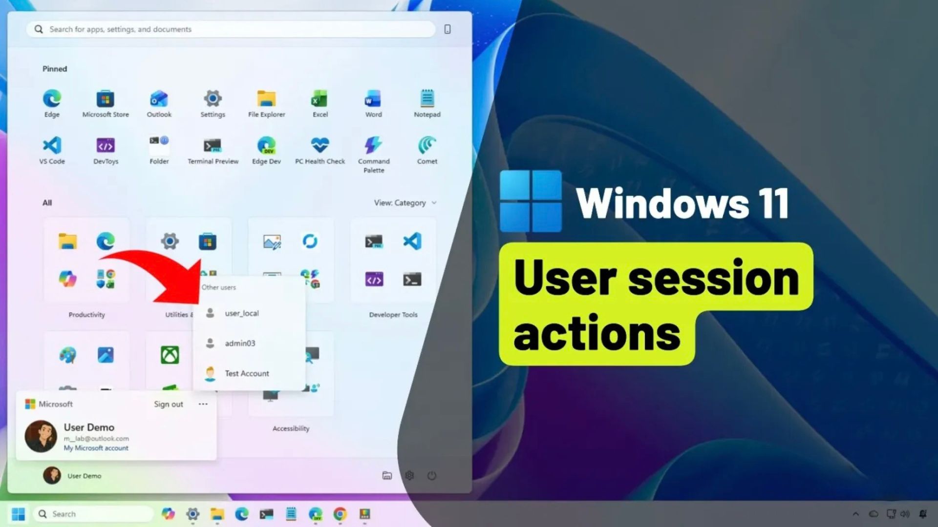 cach khoa dang xuat chuyen doi nguoi dung tren Windows 111