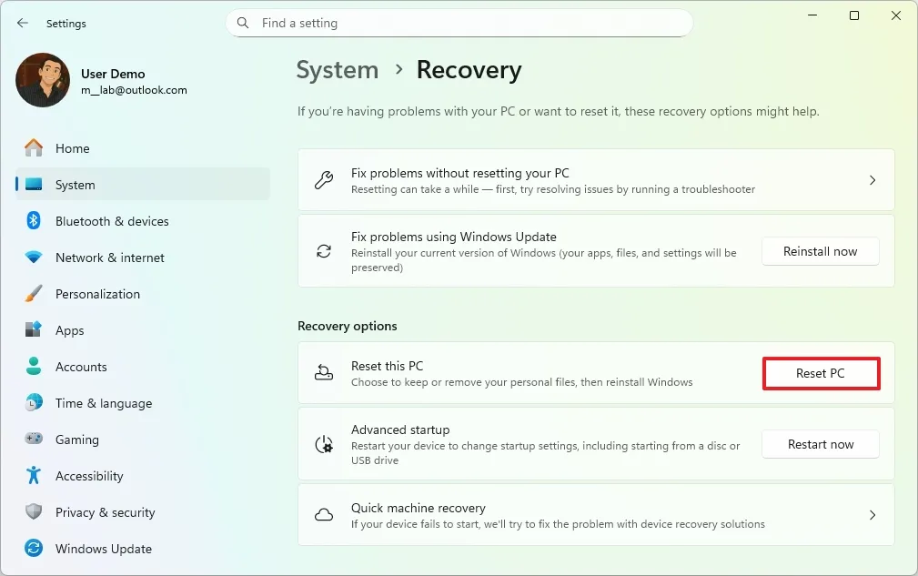 Hướng dẫn cách khôi phục cài đặt gốc cho máy chơi game Xbox Ally X trên Windows 11 18 cach khoi phuc cai dat goc cho may choi game Xbox Ally X tren Windows 115