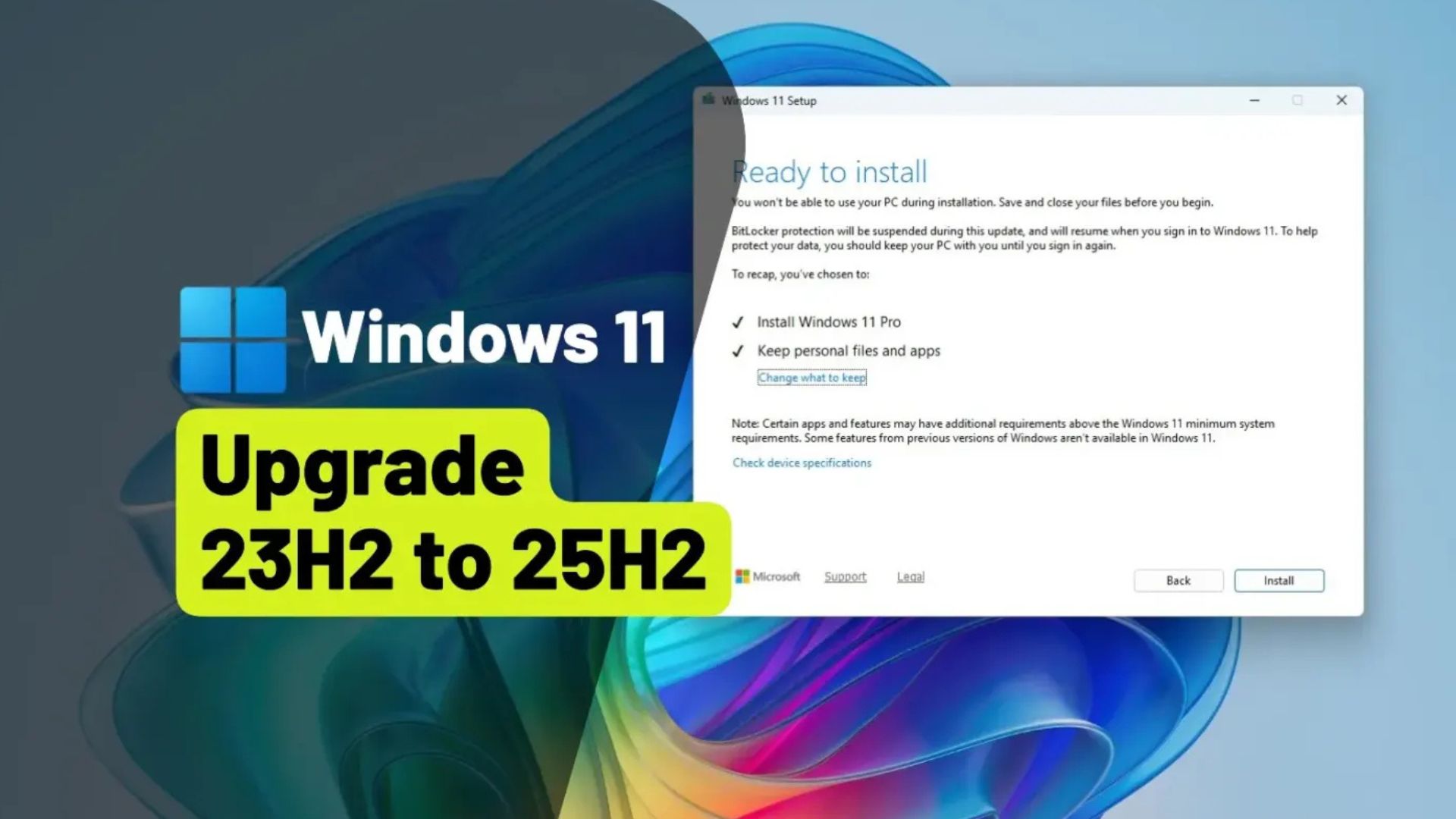 cach nang cap Windows 11 23H2 len phien ban 25H21