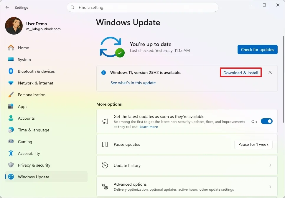 cach nang cap Windows 11 23H2 len phien ban 25H27