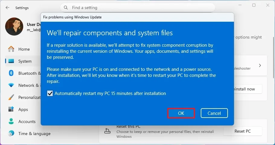 cach sua chua cai dat Windows 112