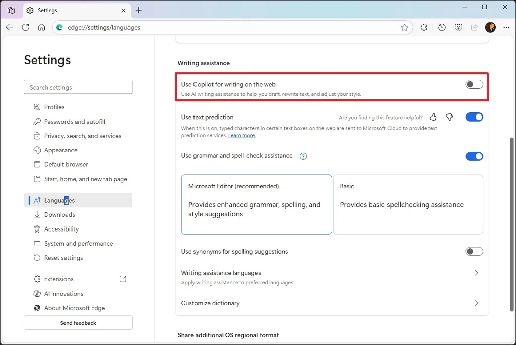 cach tat moi tinh nang AI tren Microsoft Edge cho Windows 112