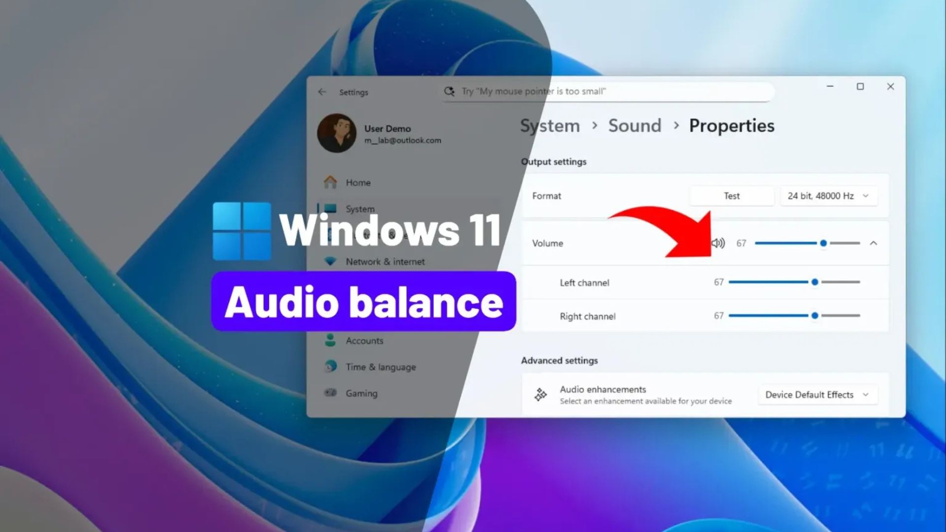 Hướng dẫn cách thay đổi mức cân bằng âm thanh trên Windows 11 1 cach thay doi muc can bang am thanh tren Windows 111
