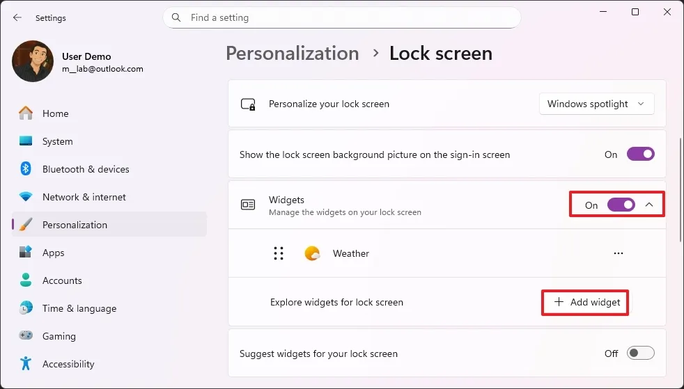 Hướng dẫn cách chỉ hiển thị thời tiết trên màn hình khóa trên Windows 11 2 enable widgets lockscreen windows11