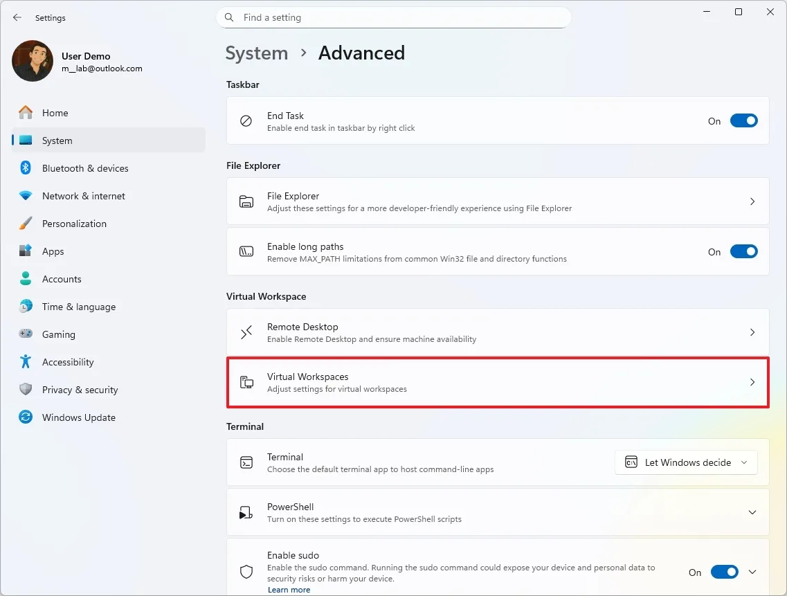 su dung cai dat Virtual Workspaces moi tren Windows 11.5.jpg