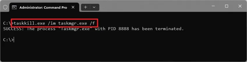 taskkill task manager windows 11