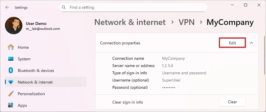 thiet lap ket noi VPN tren Windows 11.2