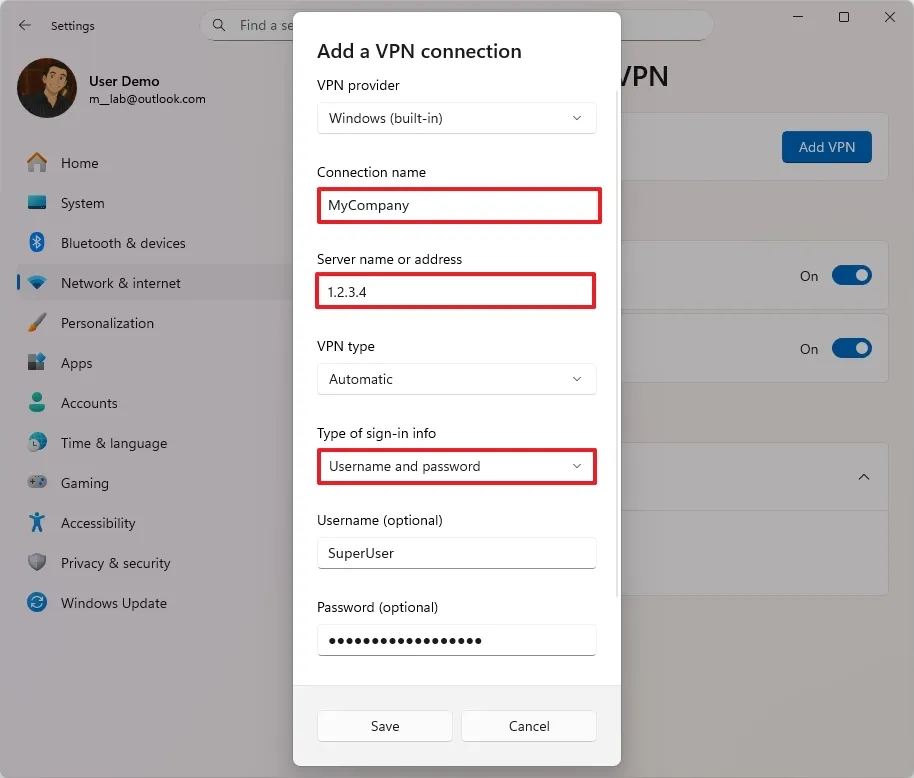 thiet lap ket noi VPN tren Windows 11.7