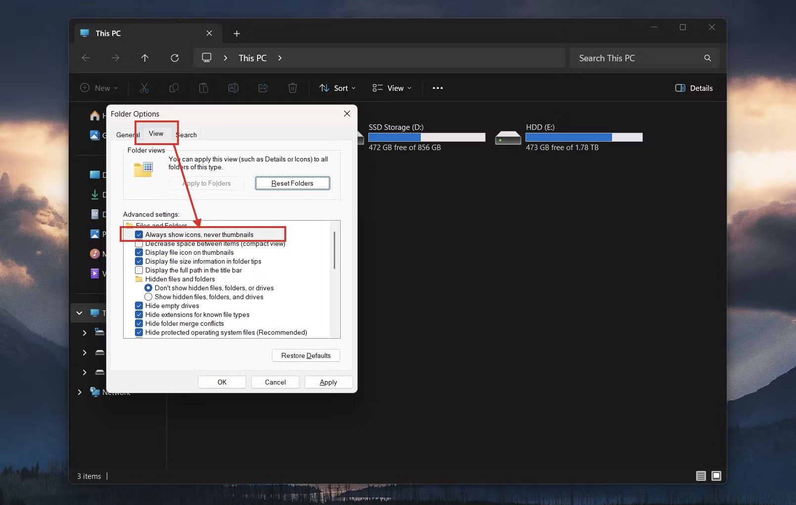 xda always show icons
